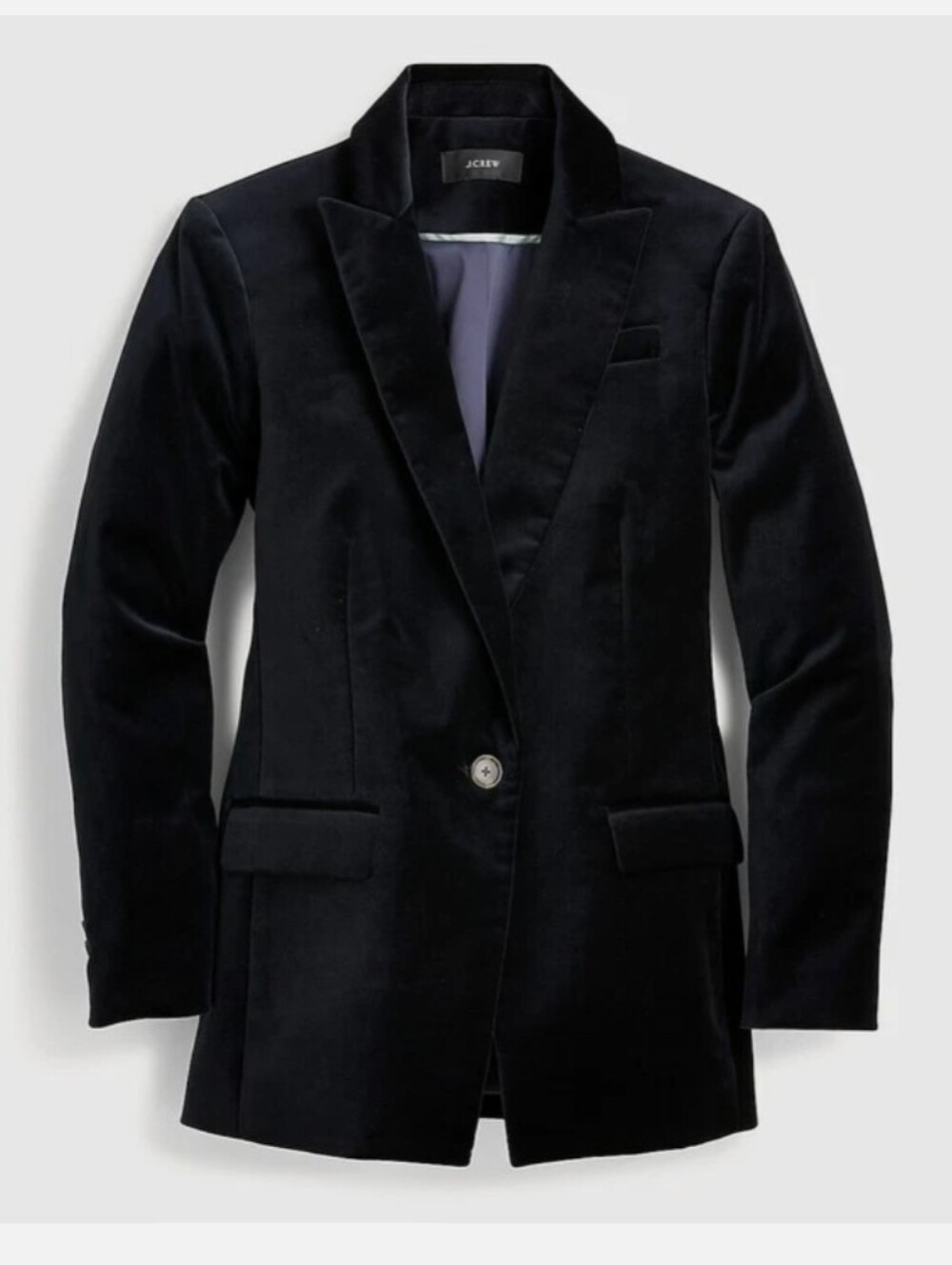 J. Crew Willa Blazer Midnight Black Stretch Velvet Single-Button size 10 holiday
